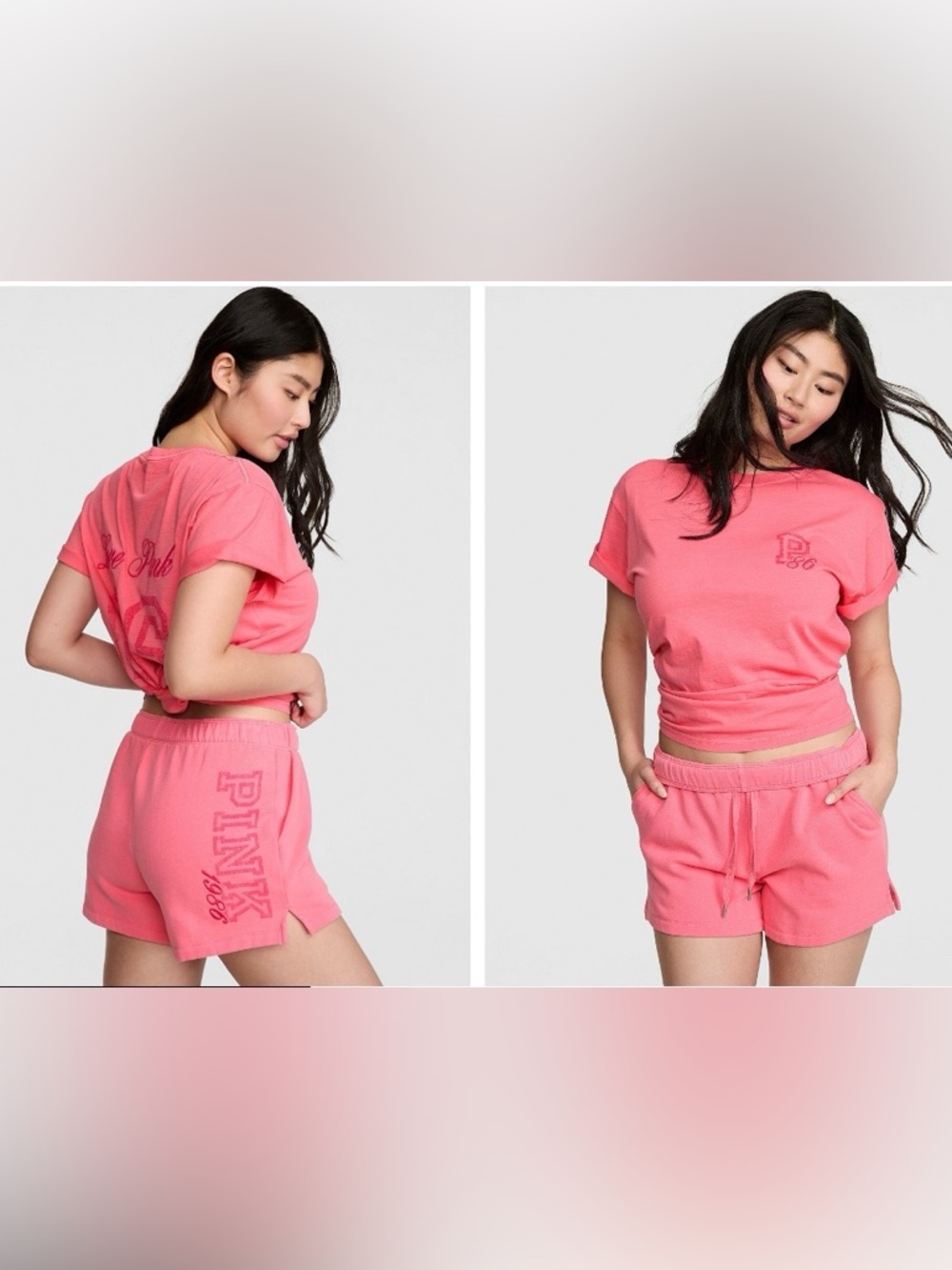 PINK VS Campus Fleece Roll Down Shorts  Vivid Pink M NWT